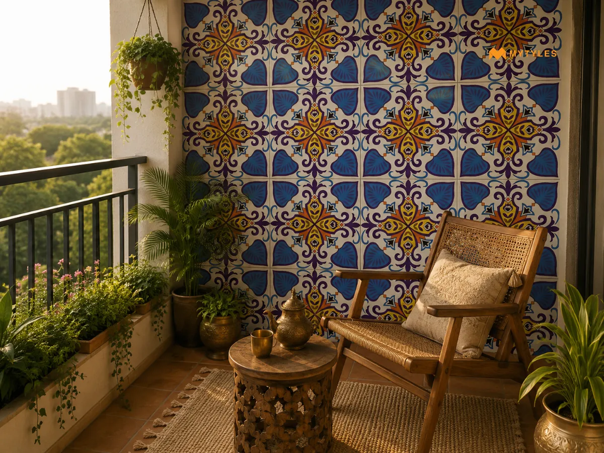 Handmade-Look Tiles for a Balcony Wall with Character 